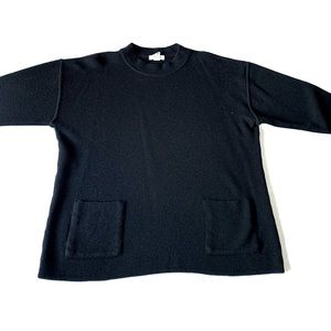 Vintage Express Tricot Black Wool Blend Oversized Tunic Sweater